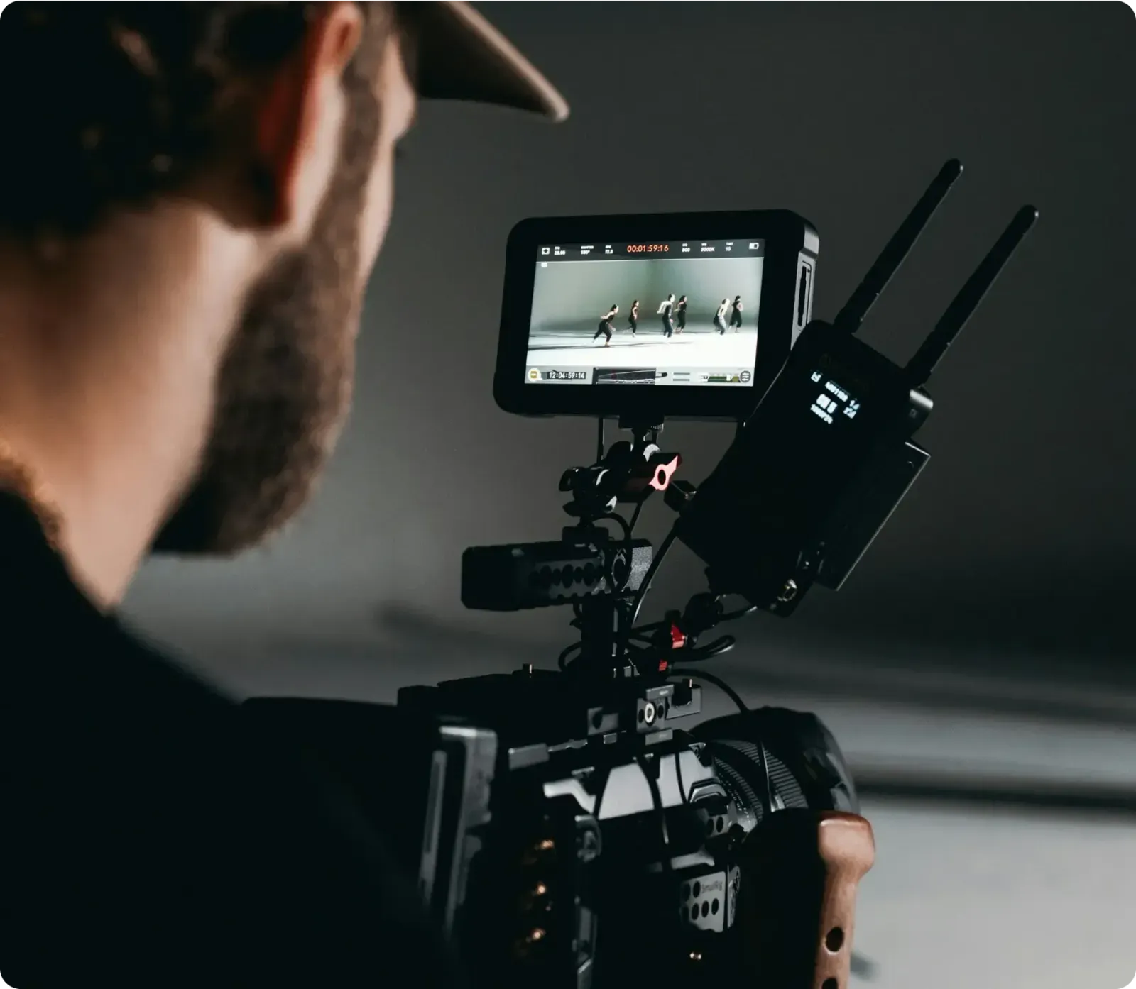 A TubeScience operator monitoring a shoot on the studio floor