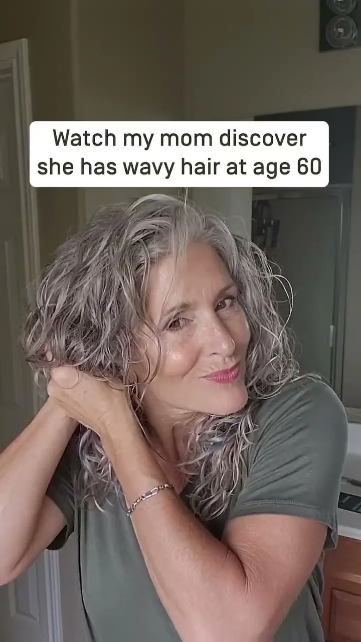 Watch my mom discover she has wavy hair at 60